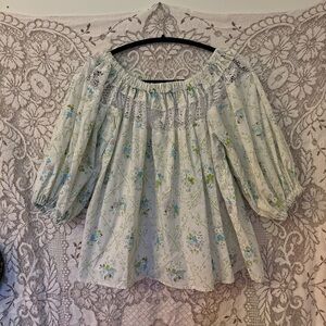 Floral Print Women's Peasant Top